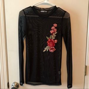 Laura’s Boutique black mesh long sleeve - medium